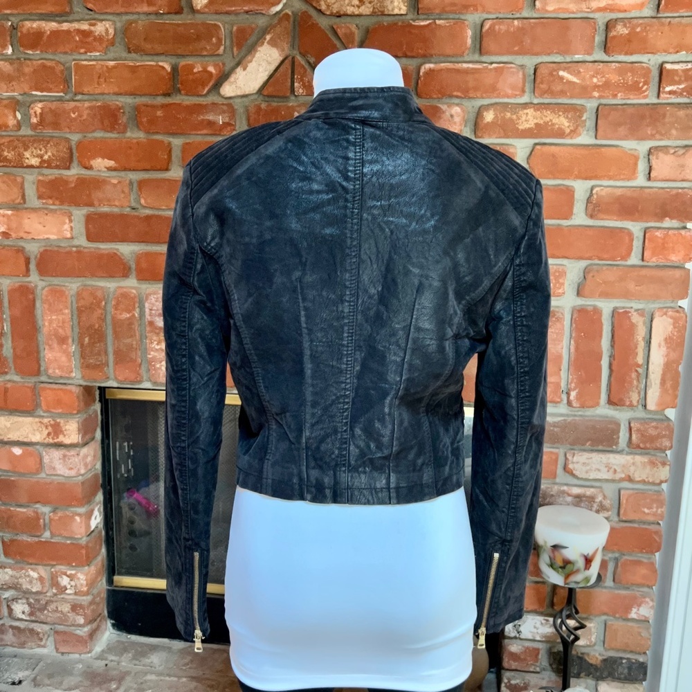 Black MOD Steampunk COUTURE Cropped Studded Moto Rock Faux Leather Jacke… - Picture 11 of 12